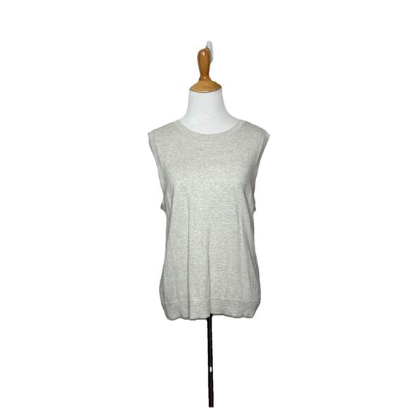 J.Crew Beige Cream Classic Sweater Shell Crew 100% Cotton Knit Size Large - Picture 1 of 6